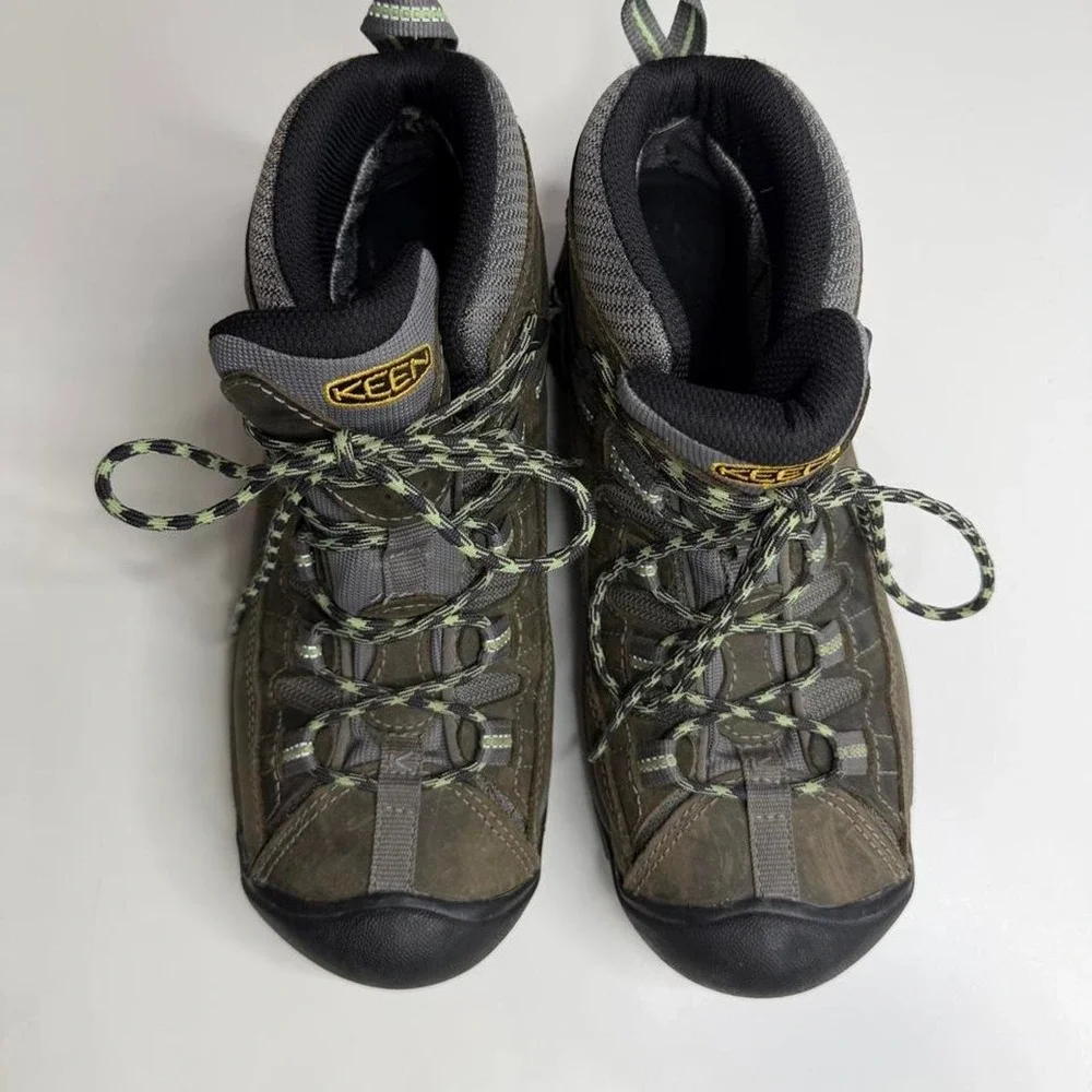 KEEN Targhee II Mid Waterproof Hiking Boots Olive Leather Trail Shoes Women's